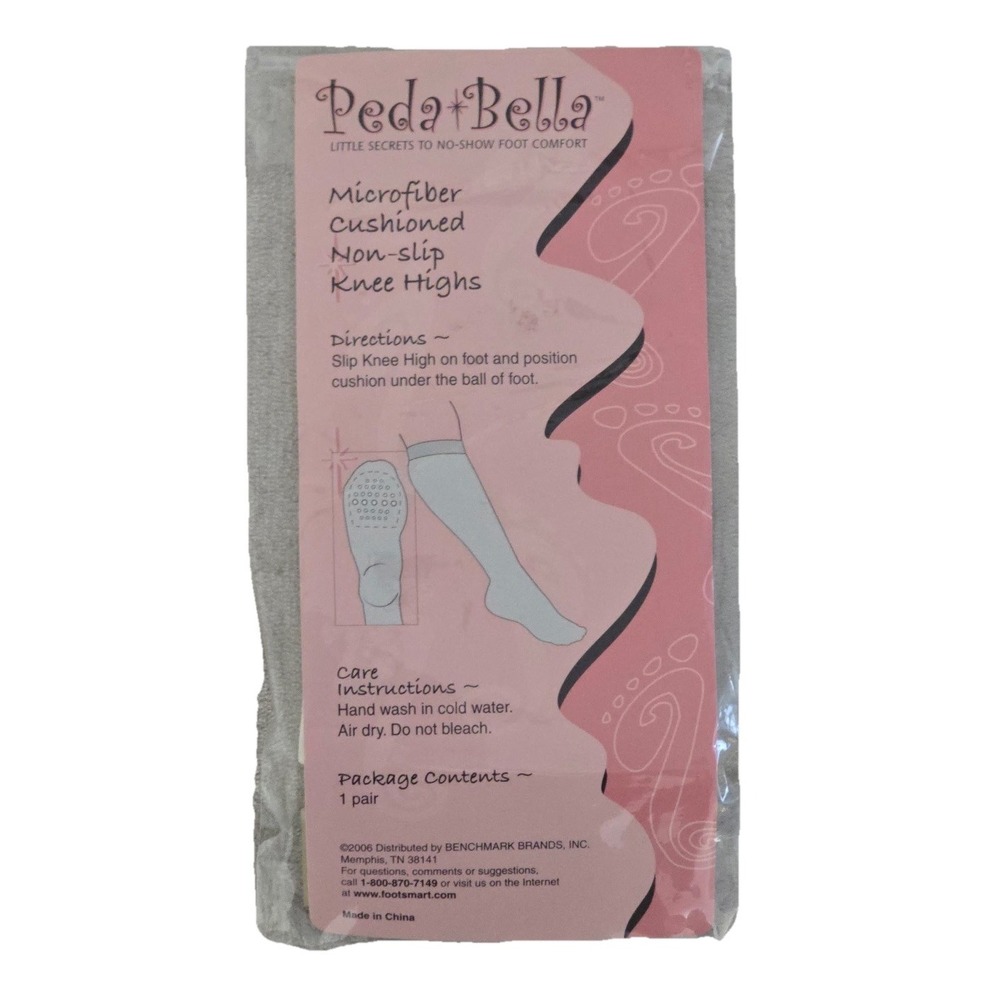 Peda Bella Socks Women's 6-10 Ivory Non-Slip Microfiber Cushioned Knee-Highs NEW